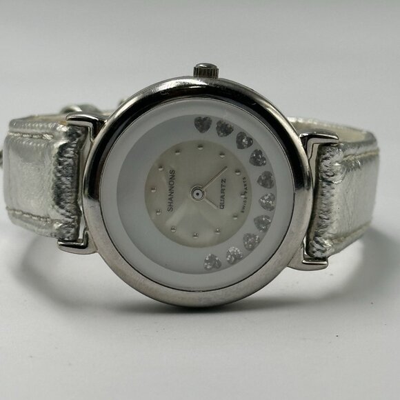 Vintage Shannons Watch Women Silver Tone Rotating Heart Dial New Battery 8.5" - Picture 8 of 14